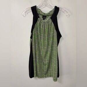 Worthington Green Black Geometric Round Neck Tank Career Office Business XL